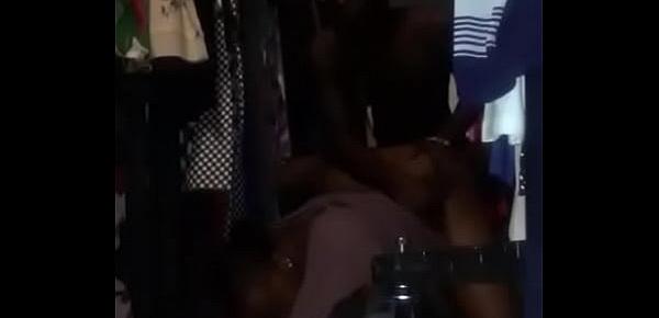  A black Africa woman fuck hard in her shop from behind